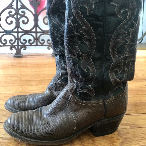 Dan Post embroidered leather/exotic animal boots - Picture 2 of 6